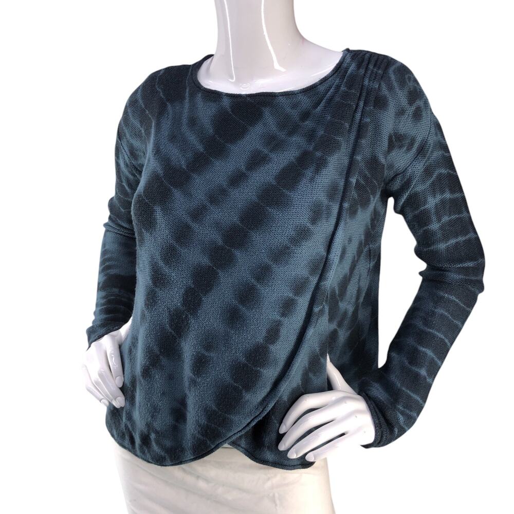 Prana Womens Size S Top Tulip Hem Diagonal Tie Dye Breathable Cotton Blue